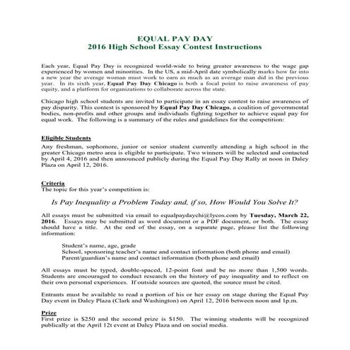 Equal pay day essay contest 2016