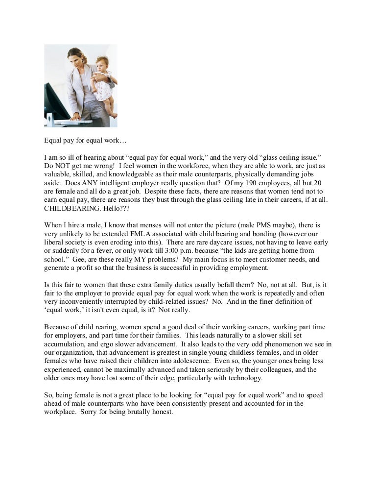 Equal pay for equal work essay
