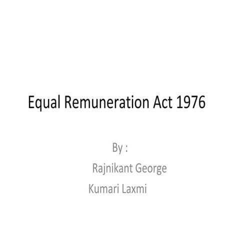 Equal Remuneration Act 1976