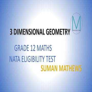 GRADE 12 MATHS: EQUATION OF PLANES IN 3 D