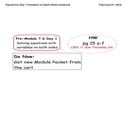 Equations day 1 variables on both sides