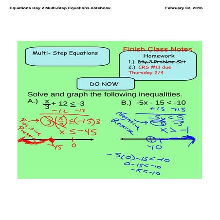 Equations day 2 multi step equations