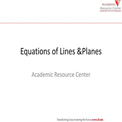 Equations lines planes