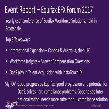 Event Report Equifax EFXForum 2017 - More International & DaaS