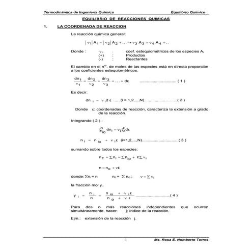 Equilibrio de reacciones químicas