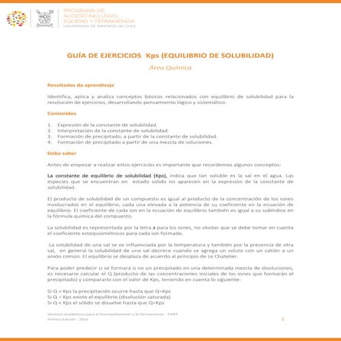 Equilibrio de solubilidad (kps)