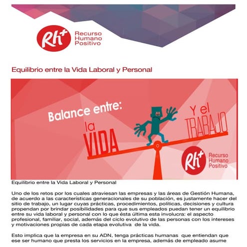 Equilibrio entre la vida laboral y personal | PDF