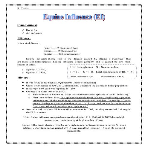 Equine influenza (horse flu)