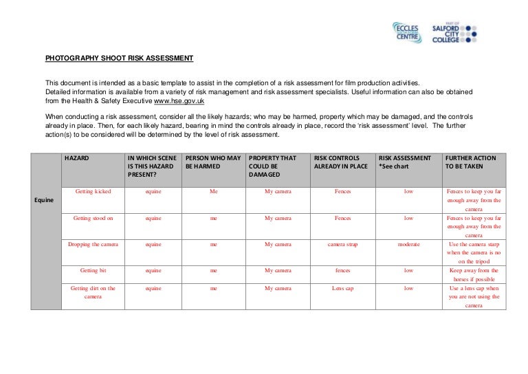 equine shoot risk assessment form