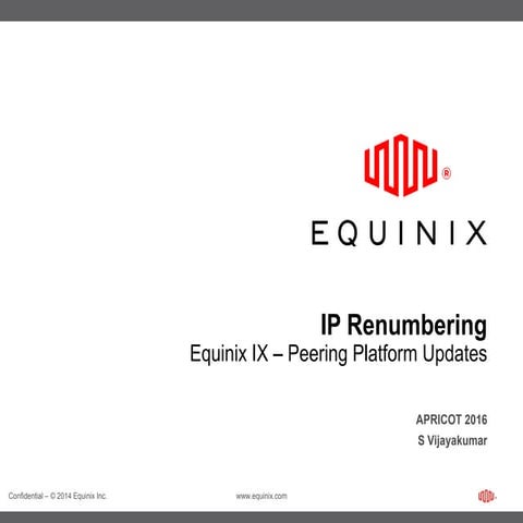 Equinix IP Address Renumbering in Singapore and Sydney