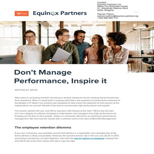 Equinox Partners  - 15Five - do not manage performance, inspire it