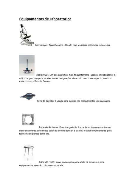 Vidraria e equipamentos básicos laboratório de química | PDF
