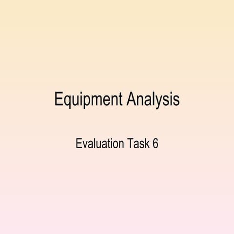 Equipment analysis