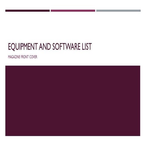 Equipment and software list magazine front cover | PPTX