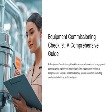 Equipment Commissioning Checklist with eAuditor Audits & Inspections