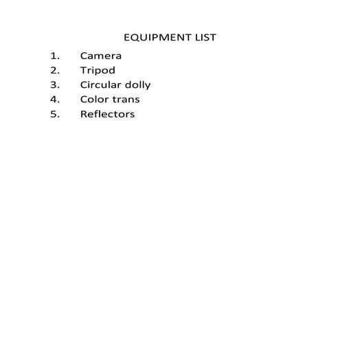 Equipment list