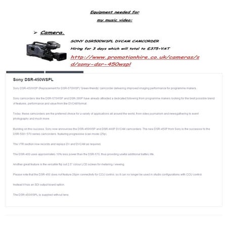 Equipment needed for