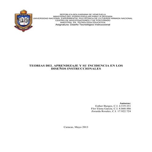Equipo 1 teorias del aprendizaje y su incidencia en los diseños instruccionales