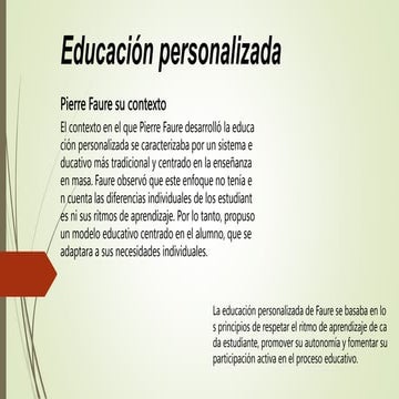 la educación personalizada y sus antecedentes