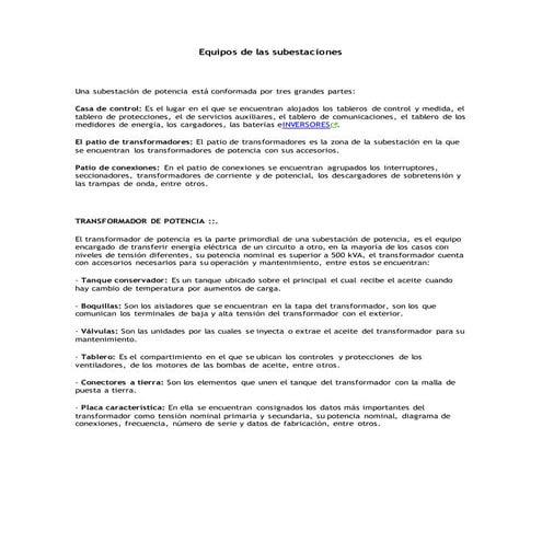 Equipos de las subestaciones