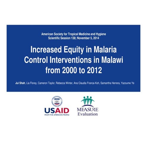 Increased Equity in Malaria Control Interventions in Malawi from 2000 to 2012