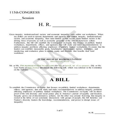 Equity Bill template