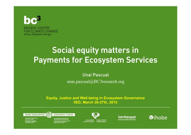 Equity workshop: Social equity matters in Payments for Ecosystem Services 