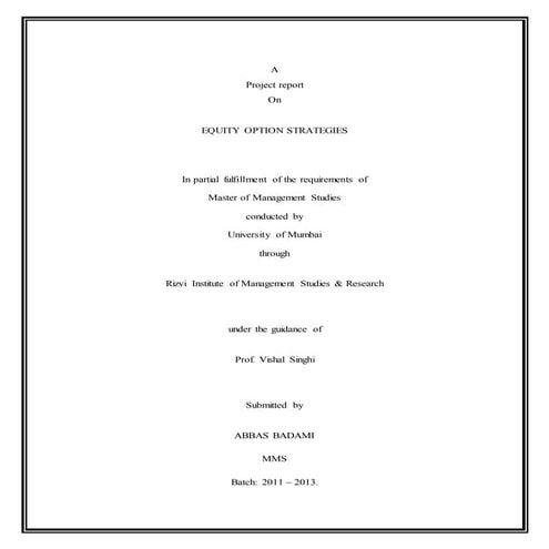 Equity options strategies