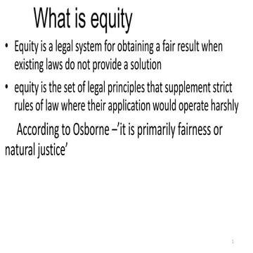 Equity - development and maxims