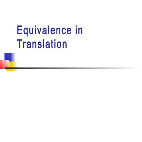 Equivalencein translation