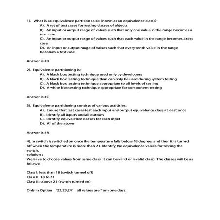 Equivalence partitioning
