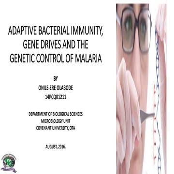 Bacterial Adaptive immunity, Gene drives and the genetic control of Malaria