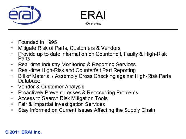 ERAI -Counterfeit Awareness-Avoidance Training 