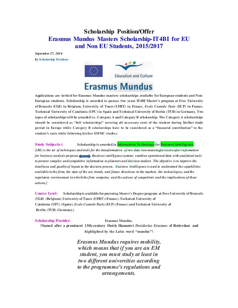 erasmus mundus masters scholarship letter of recommendation for college program