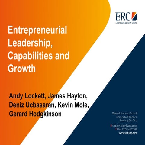Entrepreneurial leadership capabilities and growth - Andy Lockett, James Hayt...