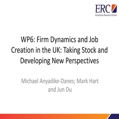 Dynamics and Job Creation in the UK - Michael Anyadike-Danes, Mark Hart and J...
