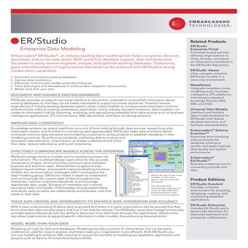 ER/Studio Data Architect Datasheet | PDF