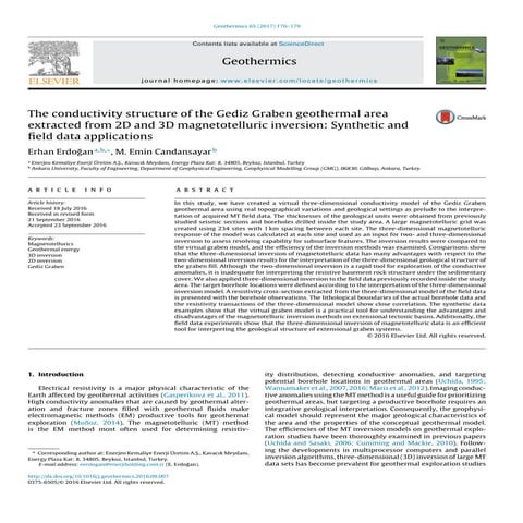 The conductivity structure of the Gediz Graben geothermal area extracted from...
