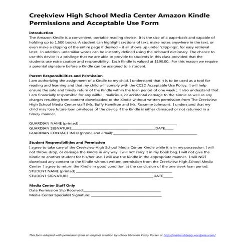 Kindle consent form | PDF