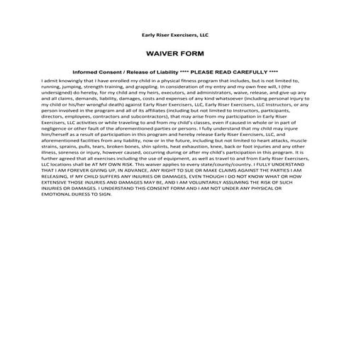 Waiver disclaimer | DOCX