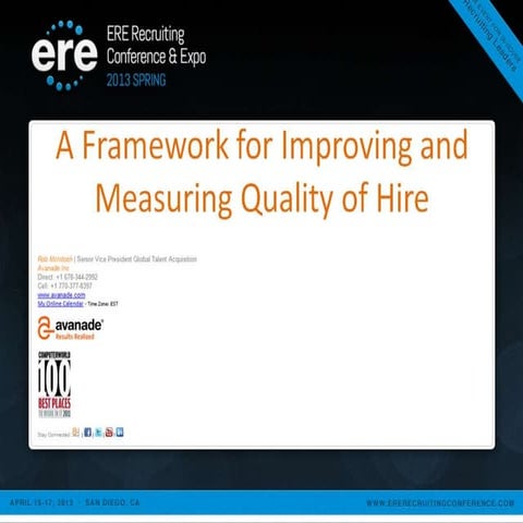 Framework for improving and measuring quality of hire