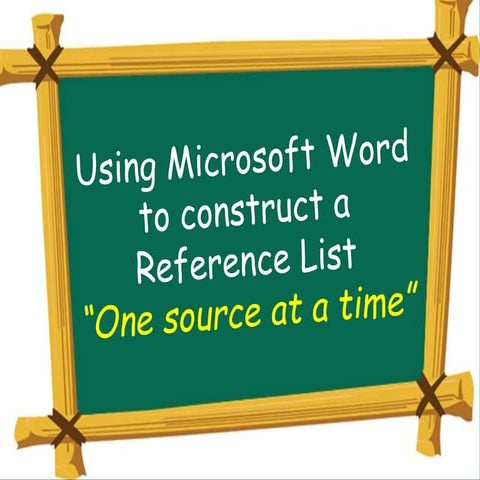 eResearch - Using word bibliography to create a reference list or bibliography