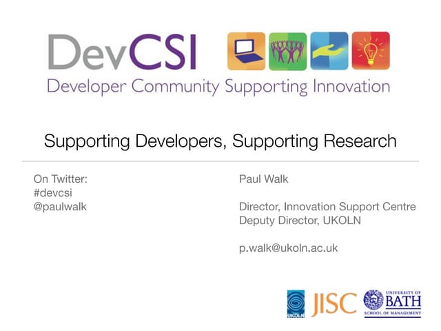 Supporting Developers, Supporting Research