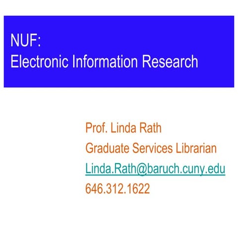 E-Research Strategies - NUF 2013