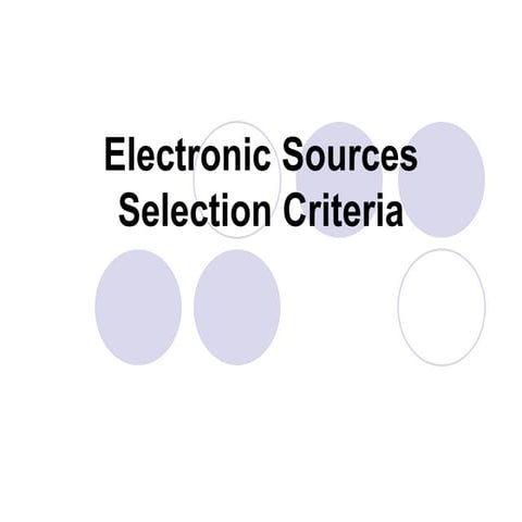 E resources selection criteria