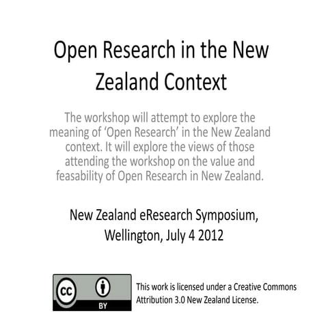 eReearch Symposium workshop on Open Research