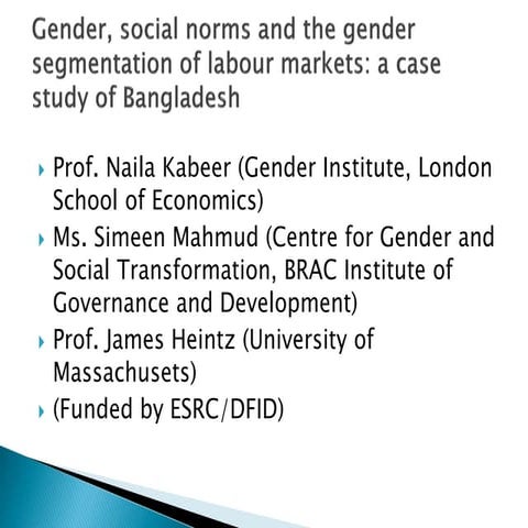 Gender, social norms and the gender segmentation of labour markets: a ...