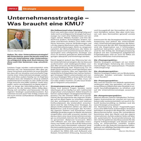Unternehmensstrategie - Was braucht eine KMU?