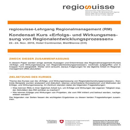 Erfolgs  und Wirkungsmessung von Regionalentwicklungsprozesse