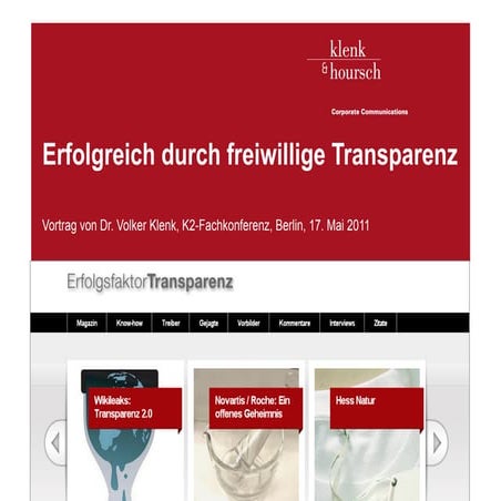 Erfolgsfaktor Transparenz